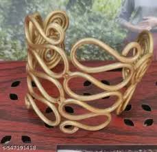 Beaten Brass Adjustable Cuff Bracelet For Women