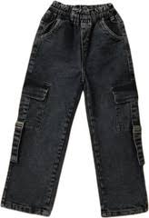 Cargo Pant And Jeans For Boys Girls Colour Black Size 28 Pack Of 2