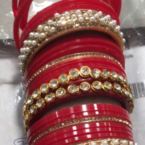 Trendy Fancy Chunky Chooda Bangles For Women Golden Maroon Size 2 . 4