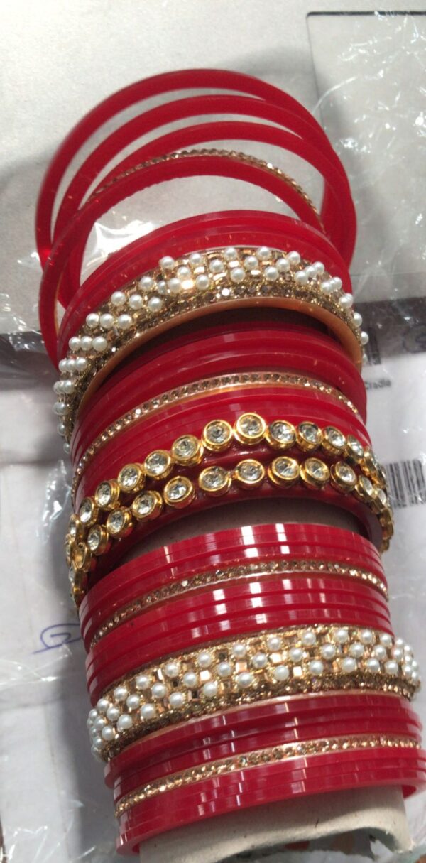 Trendy Fancy Chunky Chooda Bangles For Women Golden Maroon Size 2 . 4