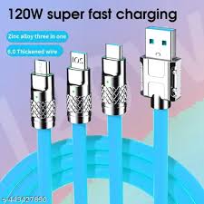 3 In 1 Fast Charging Data Cable 120W Portable Sky
