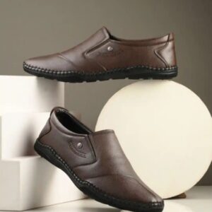 Provogue Chocolate Brown Leather Men Leather Formal Slip Ons For Mens Size 43