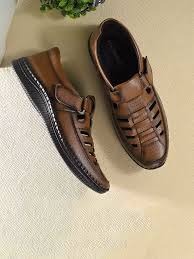 Provogue Brown Leather Fisherman Sandals For Men Size 7