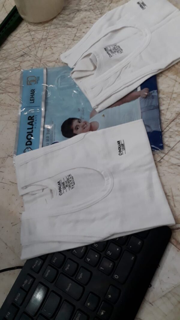 Dollar Lehar Pack Of 2 Combed Cotton Boy Kids White Vest Size 60Cm