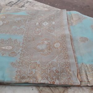 Lavish Banarasi Satin Silk Silver Saree With Rich Heavy Pallu Sky Blue Color