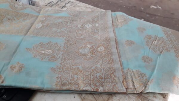 Lavish Banarasi Satin Silk Silver Saree With Rich Heavy Pallu Sky Blue Color