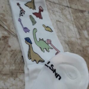 Dinosaur Print Socks Off White