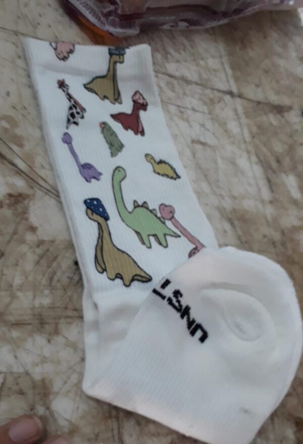 Dinosaur Print Socks Off White