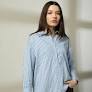 Dnmx Women Striped Relaxed Fit Shirt Blue And White Size Xs