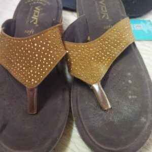 Brown Color Women Soft Slippers Size 6