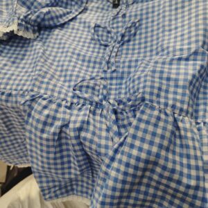 Blue And White Checked Short Frock Top For Women Size L