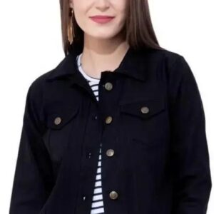 Black Color Women Jean Jacket Size L