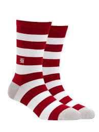 Socksoho Red And White Colourblocked Calf Length Socks For Men