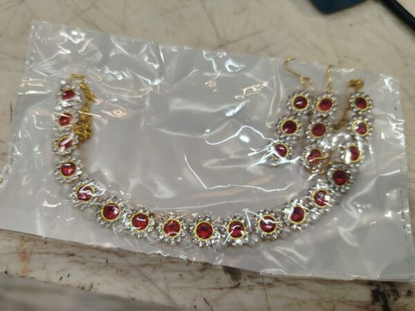 Red And White Necklace Set For Women