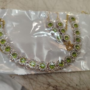 Green And White Necklace Set For Women