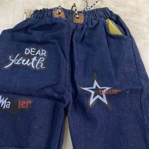 Dark Star Short Pattern Printed Fabric Denim Size 5 To 6 Years