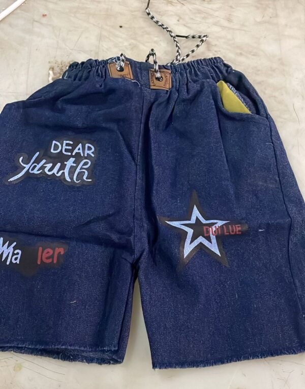 Dark Star Short Pattern Printed Fabric Denim Size 5 To 6 Years