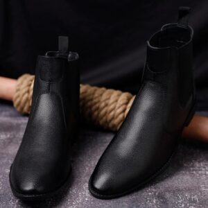 Louis Stitch Obsidian Black Handcrafted Chelsea Milled Boots For Men Black Size 6