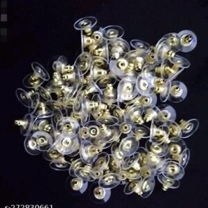 Fashion Trends Earring Golden Metal Stopper Lock 50Pcs