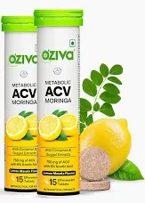 Oziva Acv Moringa Control Cravings 15 Effervescent Tablets Lemon Masala Pack Of 2 30 Tablets