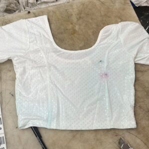 Women White Pure Silk Pearl Work Party Wear Readymade Blouse Size M