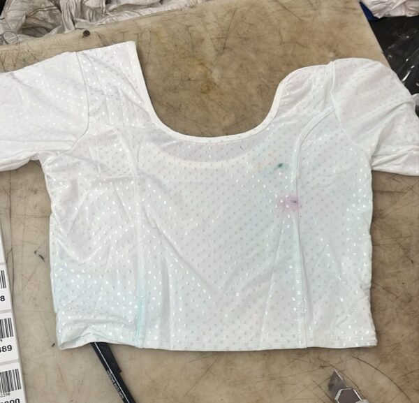 Women White Pure Silk Pearl Work Party Wear Readymade Blouse Size M