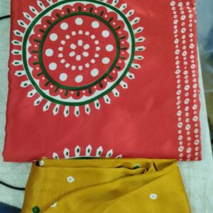 Festival Saree With Blouse Color Red Printed