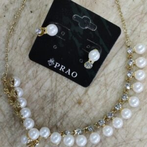 Paro Trendy White Pearl Glasses Chain With Earrings