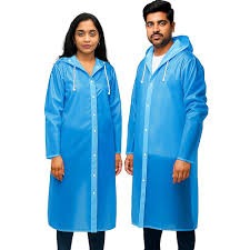 Eva Raincoat Transparent Reusable Water Resistant Raincoat Hood Women Men 1Pc