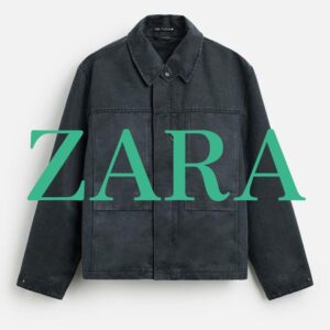 Zara Waxed Effect Jacket Blue Size M