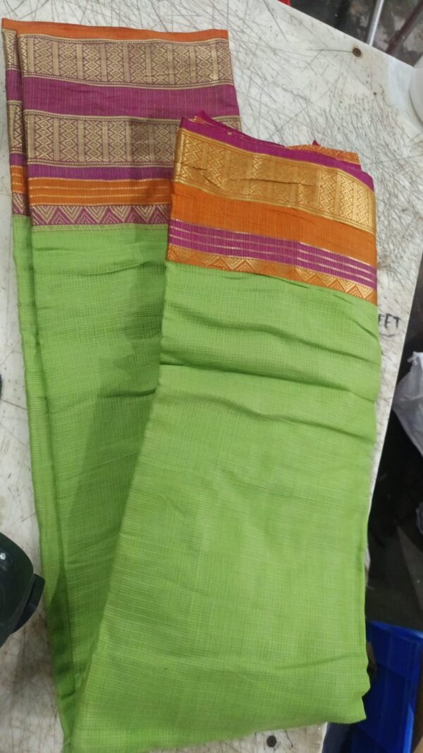 Parrot Semi Cotton Soft Silk Saree With Zari Border