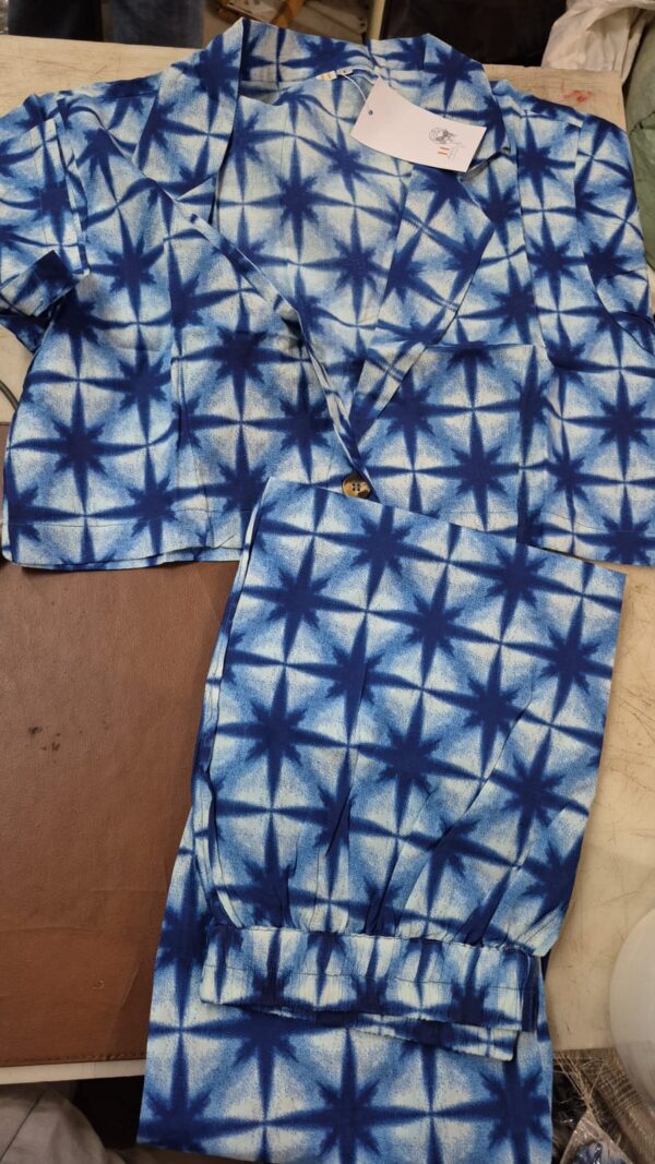 Women Blue Colour Printed Dress Set Size S