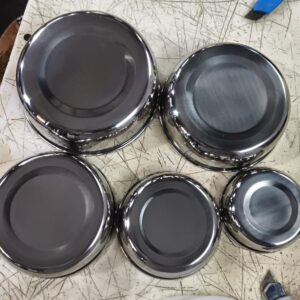 Stainless Bowls Handi Set 5 Pieces Lids Cookware Set Sauce Pot And Handis 500Ml 800Ml 1000Ml 1200Ml 1500Ml 5 Pieces Silver