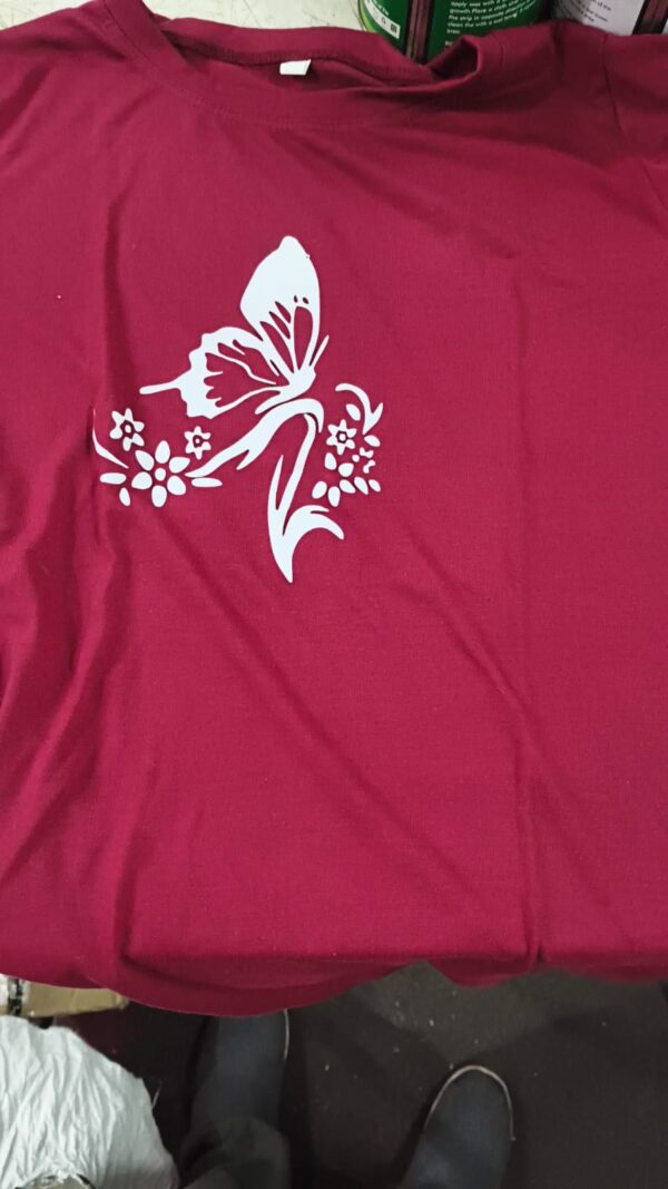 Women Cotton Pink Print T Shirt Size M