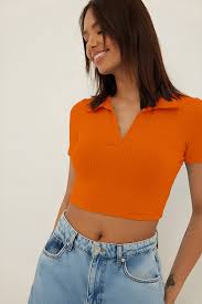 Ausk Casual Regular Sleeves Solid Women Orange Top 3