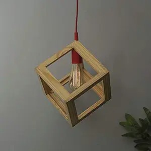 Modern Nordic Wooden Pendant Cube Light