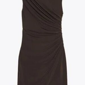 Zara Draped Short Dress For Women Brown Size M
