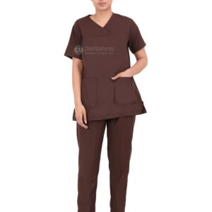 Pro Examine Surgicals Scrub Suit Set For Women Brown Size S