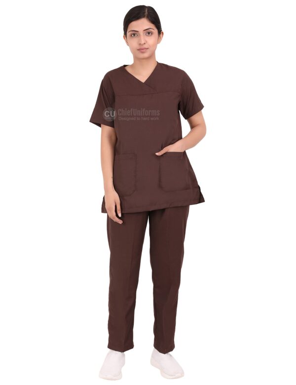Pro Examine Surgicals Scrub Suit Set For Women Brown Size S