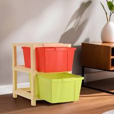 Randal Kitchen Rack Plastic Multipurpose 2 Layer Plastic Kitchen Rack Multicolor