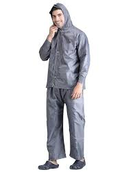 Grey Color Plastic Raincoat Unisex Size Xl