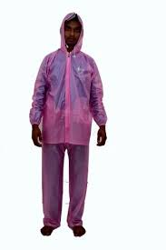Pink Color Plastic Raincoat Unisex Size Xl