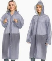 Grey Color Plastic Raincoat Unisex Size Xl