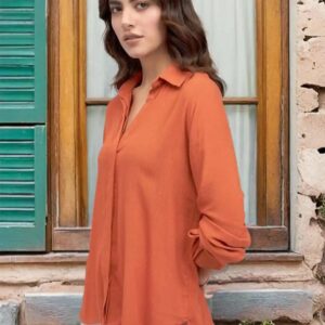 Dl Woman Crepe Shirt Size M Rust Colour
