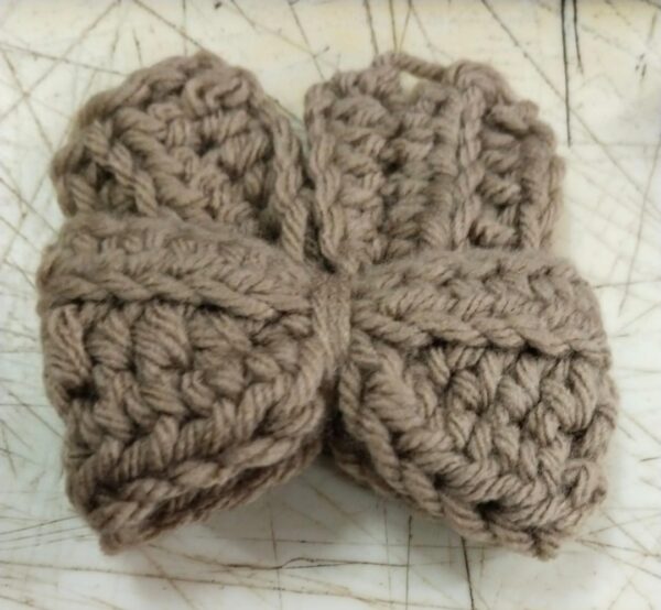 Brown Colour Wool Crochet Bow Hair Clip