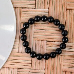 Black Glass Beads Stretchable Bracelets Unisex Round Bracelet