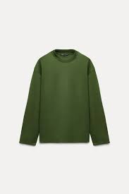 Zara Women Dark Green Full Sleeve T Shirt Size S