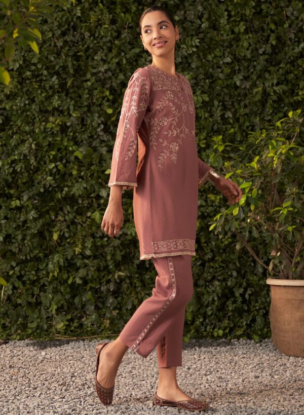 Lakshita Sharvi Peach Embroidered Rayon Co Ord Set For Women Size M