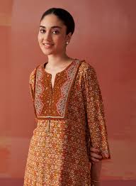 Lakshita Sofia Ochre Printed Rayon Co Ord Set For Women Brown Colour Size 2Xl