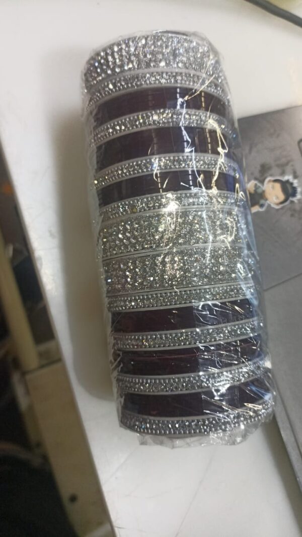 Women Bangles Srt Silver Maroon Colour Size 2 . 6